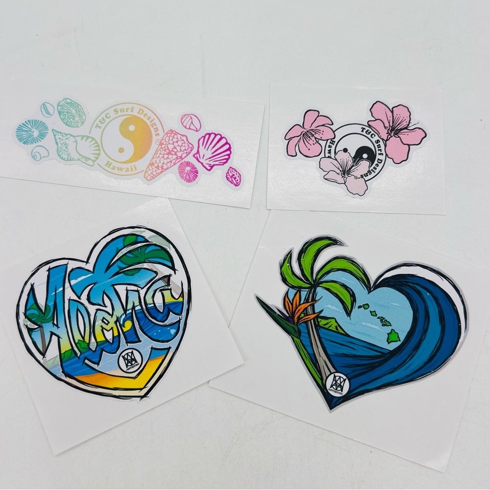 T&C Surf Shop (Town & Country) Set Of 4 Hawaii Sticker Decals NWT